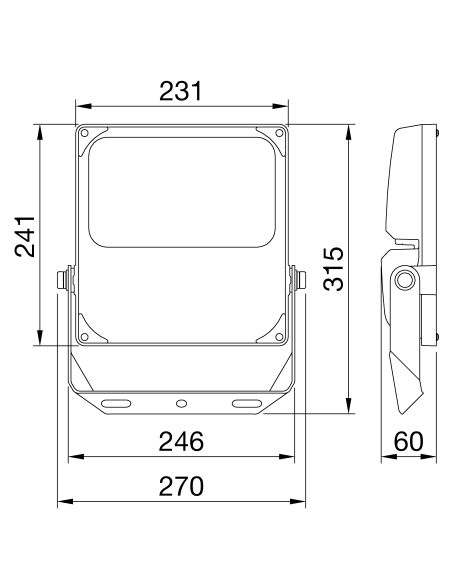 ELIA FL - M3 VERSION - ASYMMETRICAL OPTIC - ON/OFF - 4000 K (CRI 80) - IP66 - CLASS I