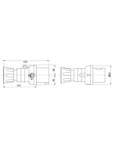 STRAIGHT PLUG HP - IP44/IP54 - 3P+N+E 16A 100-130V 50/60HZ - YELLOW - 4H -  FAST WIRING