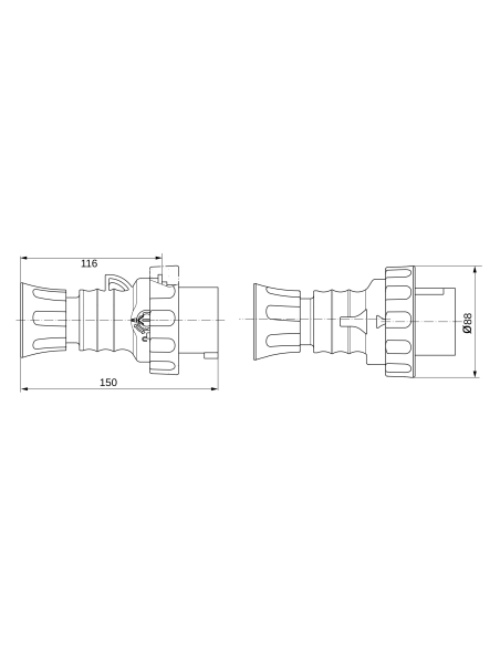 STRAIGHT PLUG HP - IP66/IP67/IP68/IP69 - 3P+N+E 16A 380-415V 50/60HZ - RED - 6H -  FAST WIRING