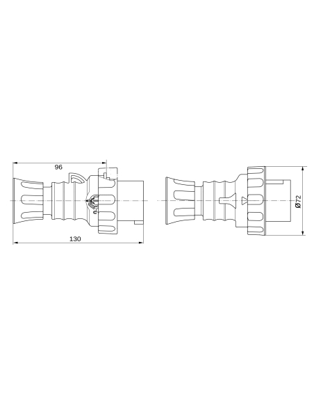 STRAIGHT PLUG HP - IP66/IP67/IP68/IP69 - 2P+E 16A 200-250V 50/60HZ - BLUE - 6H - SCREW WIRING