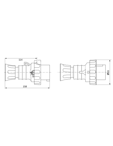STRAIGHT PLUG HP - WITH FASE INVERTER - IP66/IP67/IP68/IP69 - 3P+E 32A 380-415V - RED - 6H - SCREW WIRING