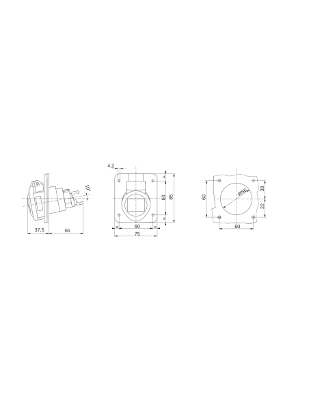 10° ANGLED FLUSH-MOUNTING SOCKET-OUTLET HP - IP44/IP54 - 2P+E 16A 380-415V 50/60HZ - RED - 9H - FAST WIRING