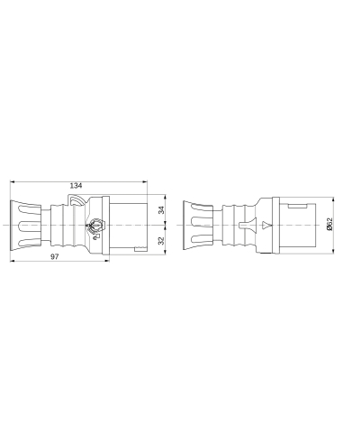 STRAIGHT PLUG HP - IP44/IP54 - 3P+E 16A 100-130V 50/60HZ - YELLOW - 4H -  FAST WIRING