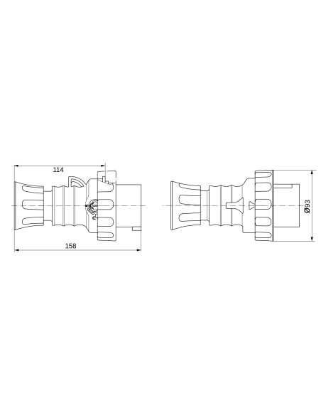 STRAIGHT PLUG HP - IP66/IP67/IP68/IP69 - 3P+E 32A 380-415V 50/60HZ - RED - 6H -  FAST WIRING