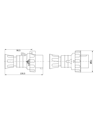 STRAIGHT PLUG HP - IP66/IP67/IP68/IP69 - 3P+E 16A 200-250V 50/60HZ - BLUE - 9H - SCREW WIRING