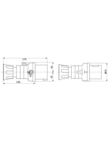 STRAIGHT PLUG HP - WITH FASE INVERTER - IP44/IP54 - 3P+N+E 32A 200-250V - BLUE - 9H - SCREW WIRING