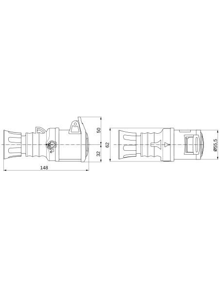 STRAIGHT CONNECTOR HP - IP44/IP54 - 3P+E 16A 380-415V 50/60HZ - RED - 6H - FAST WIRING