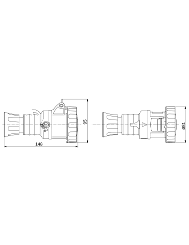 STRAIGHT CONNECTOR HP - IP66/IP67/IP68/IP69 - 3P+E 16A 100-130V 50/60HZ - YELLOW - 4H - SCREW WIRING