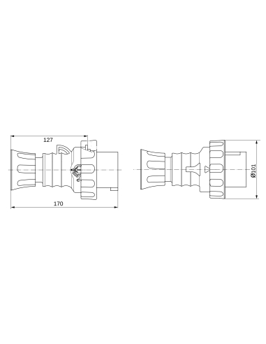 STRAIGHT PLUG HP - IP66/IP67/IP68/IP69 - 3P+N+E 32A 50V 300-500HZ - GREEN - 2H - SCREW WIRING