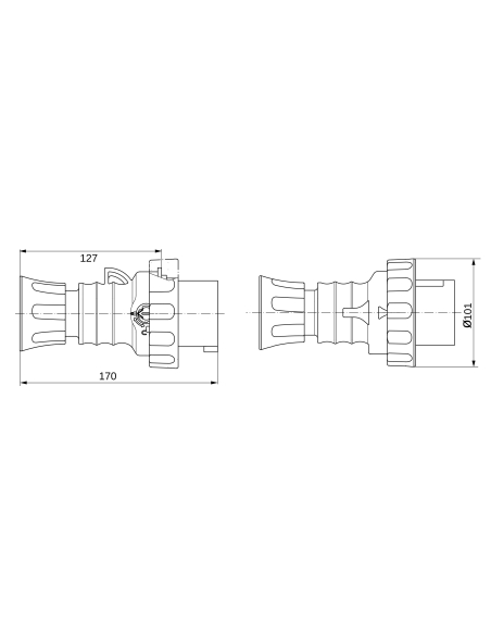 STRAIGHT PLUG HP - IP66/IP67/IP68/IP69 - 3P+N+E 32A 50V 300-500HZ - GREEN - 2H - SCREW WIRING