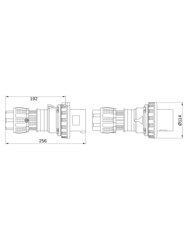 STRAIGHT PLUG HP - IP66/IP67/IP68/IP69 - 2P+E 63A 50-250V d.c. - GREY - 3H - MANTLE TERMINAL