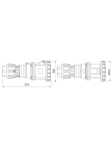 STRAIGHT CONNECTOR HP - IP66/IP67/IP68/IP69 - 3P+N+E 63A 50V 300-500HZ - GREEN - 2H - MANTLE TERMINAL