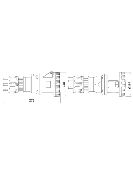 STRAIGHT CONNECTOR HP - IP66/IP67/IP68/IP69 - 3P+N+E - 63A - 250V - d.c. - GREY - 8H - MANTLE TERMINAL