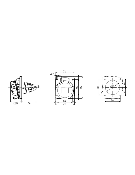 10° ANGLED FLUSH-MOUNTING SOCKET-OUTLET HP - IP66/IP67 - 2P+E 16A 200-250V 50/60HZ - BLUE - 6H - FAST WIRING