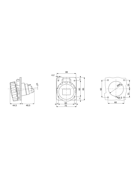 10° ANGLED FLUSH-MOUNTING SOCKET-OUTLET HP - IP66/IP67 - 3P+N+E 16A 380-415V 50/60HZ - RED - 6H - SCREW WIRING