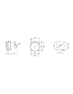 10° ANGLED FLUSH-MOUNTING SOCKET-OUTLET HP - IP66/IP67 - 2P+E 63A 250V d.c. - GREY - 8H - MANTLE TERMINAL