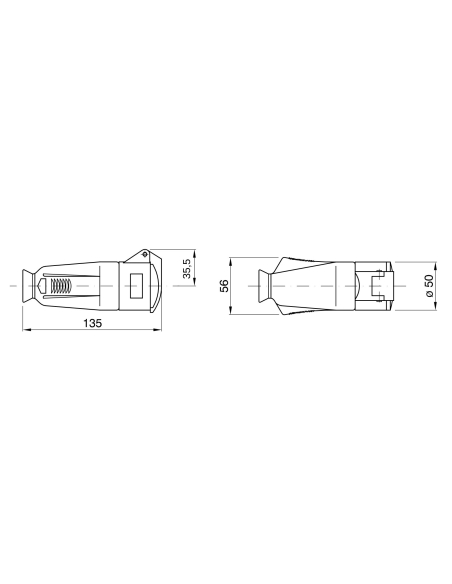 STRAIGHT CONNECTOR - IP44 - 2P 16A 20-25V 50-60HZ - VIOLET - n.r. - SCREW WIRING