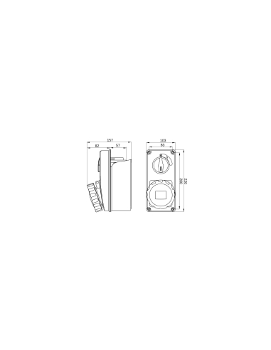 VERTICAL FIXED INTERLOCKED SOCKET OUTLET - WITH BOTTOM - WITHOUT FUSE-HOLDER BASE - 3P+N+E 32A 346-415V - 50/60HZ 6H - IP67
