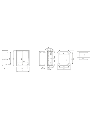 BOARD IN METAL WITH BLANK DOOR FITTED WITH LOCK 405X650X200 - IP55 - GREY RAL 7035