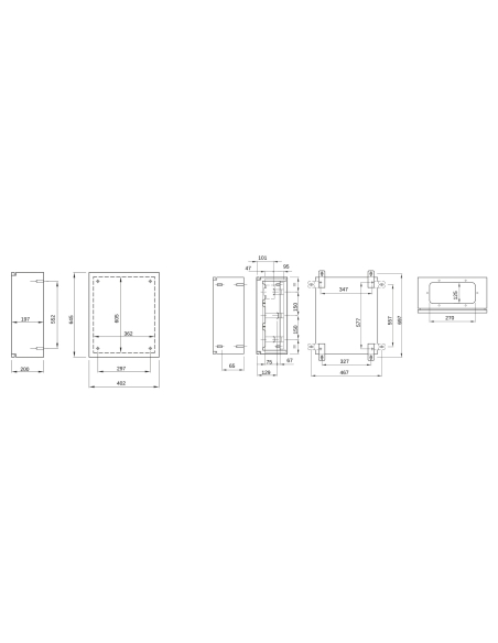 BOARD IN METAL WITH BLANK DOOR FITTED WITH LOCK 405X650X200 - IP55 - GREY RAL 7035