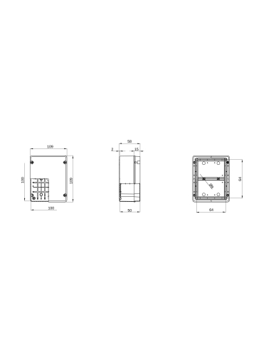 JUNCTION BOX WITH PLAIN QUICK FIXING LID - IP55 - INTERNAL DIMENSIONS 100X100X50 - SMOOTH WALLS - GREY RAL 7035
