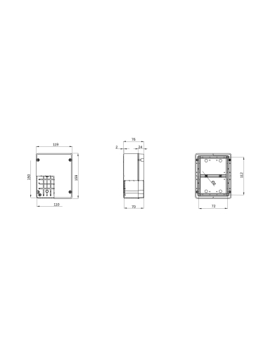 JUNCTION BOX WITH PLAIN QUICK FIXING LID - IP55 - INTERNAL DIMENSIONS 150X110X70 - SMOOTH WALLS - GREY RAL 7035