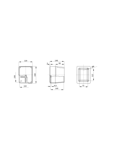 JUNCTION BOX WITH DEEP SCREWED LID - IP56 - INTERNAL DIMENSIONS 150X110X140 - SMOOTH WALLS - GREY RAL 7035