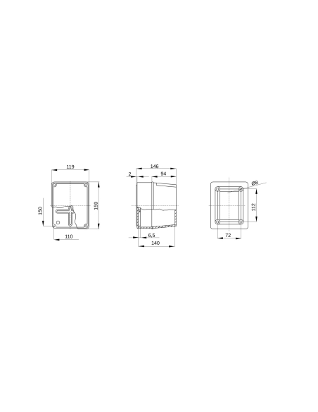 JUNCTION BOX WITH DEEP SCREWED LID - IP56 - INTERNAL DIMENSIONS 150X110X140 - SMOOTH WALLS - GREY RAL 7035