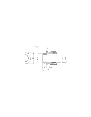 SHOCKPROOF POLYMER CONDUIT/BOX COUPLING - HOLE Ø 20MM - FOR EXTERNAL CONDUITS 16MM - GREY RAL7035 - IP66