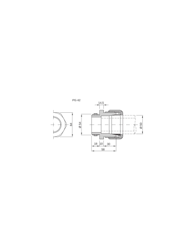 SHOCKPROOF POLYMER CONDUIT/BOX COUPLING - HOLE Ø 54MM - FOR EXTERNAL CONDUITS 50MM - GREY RAL7035 - IP66
