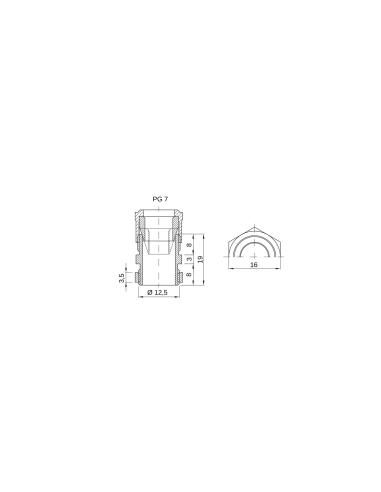 NYLON CABLE GLAND - PG PITCH 7 - GREY RAL 7035 - IP66