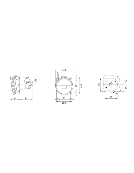 10° ANGLED FLUSH-MOUNTING SOCKET-OUTLET HP - IP66/IP67 - 3P+N+E 63A 346-415V 50/60HZ - RED - 6H - PILOT CONTACT - MANTLE TERM...