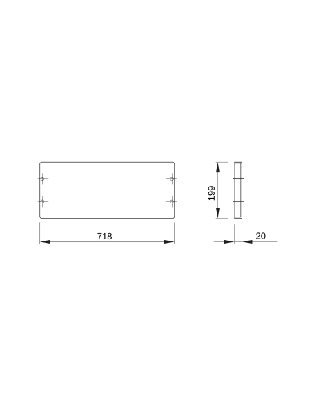 BLANK COVER PANEL - FAST AND EASY - 1 MODULE HIGH - FOR BOARDS B-800MM - GREY RAL 7035
