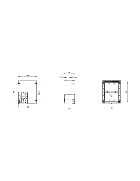 BOX FOR JUNCTIONS AND FOR ELECTRIC AND ELECTRONIC EQUIPMENT - WITH BLANK PLAIN LID - IP56 - INTERNAL DIMENSIONS 120X80X50 - W...