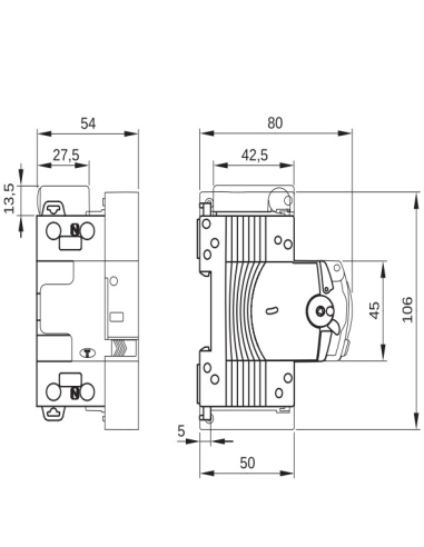 RESTART RM PRO - 2 POLI - COUPLED WITH MDC - 25 A 4500A TYPE A CURVE C Idn-0,03 A 230 V - 3 MODULES EN 50022