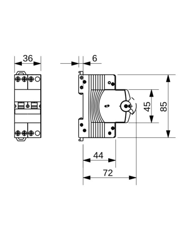COMPACT MINIATURE CIRCUIT BREAKER - MTC 60 - 3P CHARACTERISTIC C 16A - 2MODULES