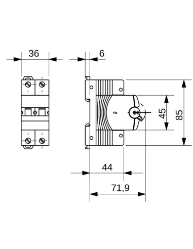 MINIATURE CIRCUIT BREAKER - MT 60- 1P+N CHARACTERISTIC C 1A - 2 MODULES