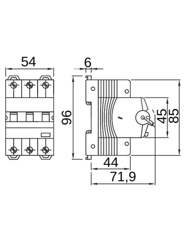 COMPACT RESIDUAL CURRENT CIRCUIT BREAKER WITH OVERCURRENT PROTECTION - MDC 60 - 3P CURVE C 10A TYPE AC Idn-0,3A - 3 MODULES