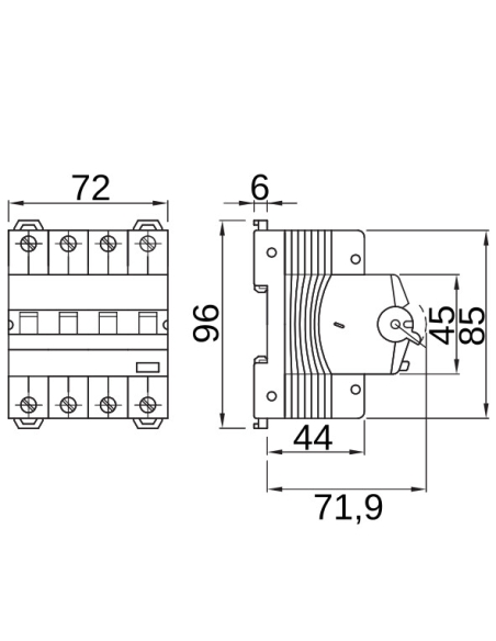 COMPACT RESIDUAL CURRENT CIRCUIT BREAKER WITH OVERCURRENT PROTECTION - MDC 60 - CURVE C - 4P 10A 30mA - TYPE A IMPULSE RESIST...
