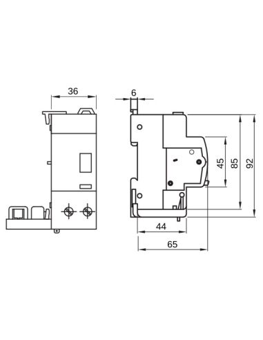 ADD ON RESIDUAL CURRENT CIRCUIT BREAKER FOR MT CIRCUIT BREAKER - 2P 63A TYPE AC INSTANTANEOUS Idn-0,5A - 2 MODULES