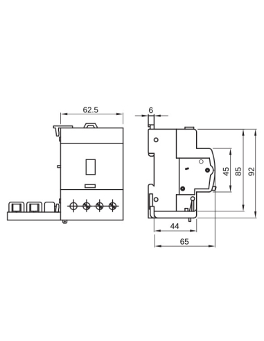 ADD ON RESIDUAL CURRENT CIRCUIT BREAKER FOR MT CIRCUIT BREAKER - 3P 25A TYPE AC INSTANTANEOUS Idn-0,03A - 3,5 MODULES
