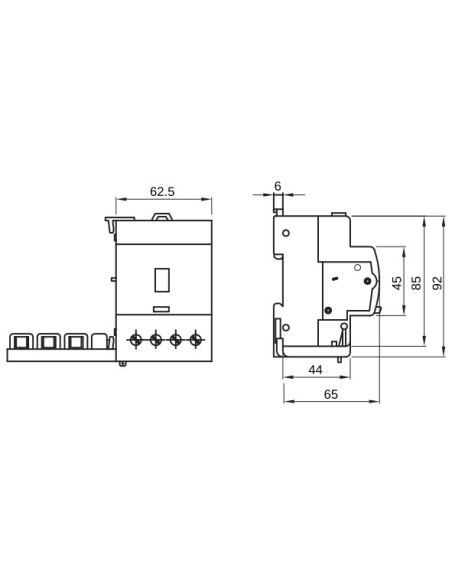 ADD ON RESIDUAL CURRENT CIRCUIT BREAKER FOR MT CIRCUIT BREAKER - 4P 25A TYPE A INSTANTANEOUS Idn-0,5A - 3,5 MODULES