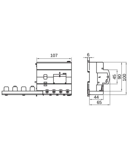 ADD ON RESIDUAL CURRENT CIRCUIT BREAKER FOR MTHP CIRCUIT BREAKER - 4P 125A TYPE AC INSTANTANEOUS Idn-0,3A - 6 MODULES