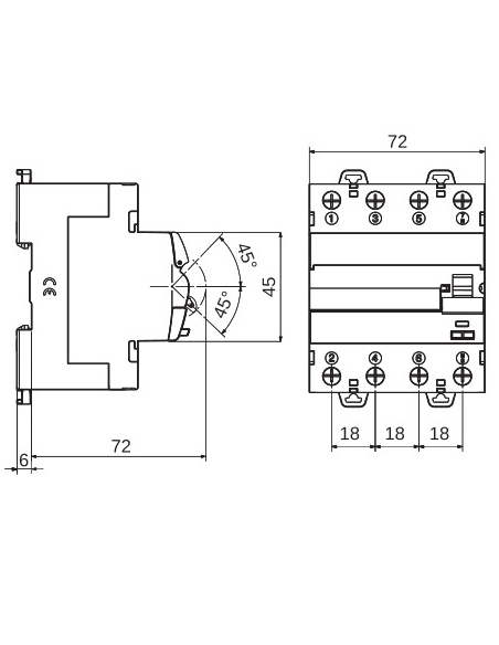 RESIDUAL CURRENT CIRCUIT BREAKER - IDP - 4P 40A TYPE A INSTANTANEOUS Idn-0,3A - 4 MODULES