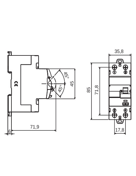 RESIDUAL CURRENT CIRCUIT BREAKER - IDP - 2P 40A TYPE A[IR] IMPULSE RESISTANT Idn-0,3A - 2 MODULES