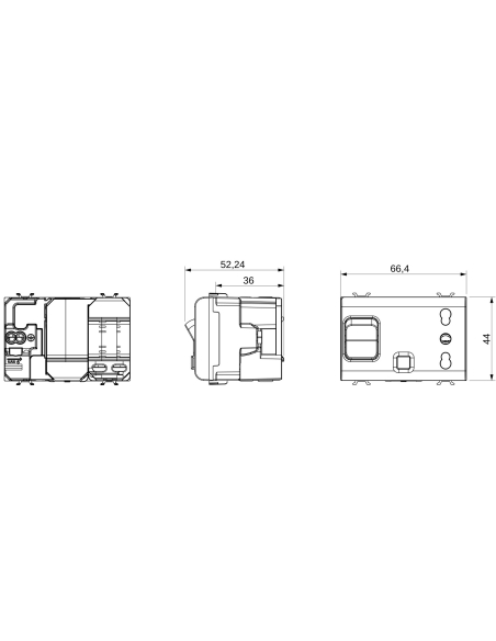 INTERLOCKED SWITCHED SOCKET-OUTLET - 2P+E 16A P17/P11 - WITH RESIDUAL CURRENT CIRCUIT BREAKER 1P+N 16A - 230Vac - 3 MODULES -...