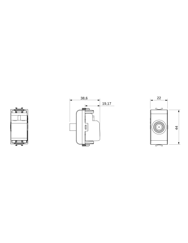 COAXIAL TV/SAT SOCKET-OUTLET, CLASS A SHIELDING - FEMALE F CONNECTOR - FEEDTHROUGH 5 dB - 1 MODULE - NATURAL SATIN BEIGE - CH...