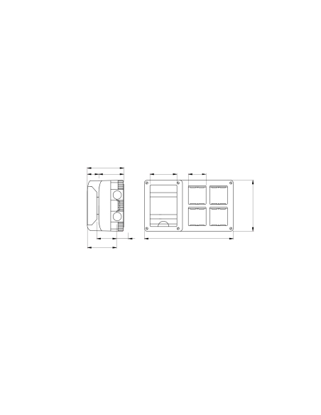 PROTECTED ENCLOSURE FOR COMBINED INSTALLATION OF MODULAR DEVICES DIN AND SYSTEM - 4 DIN MODULES - 8 SYSTEM MODULES - MODULE 2...