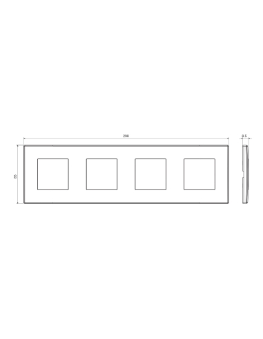 DAHLIA PLATE - IN TECHNOPOLYMER - 4 GANG HORIZONTAL/VERTICAL - DARK GREY