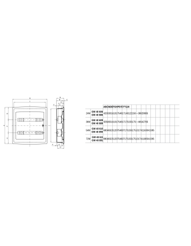 DISTRIBUTION BOARD - PANEL WITH WINDOW AND EXTRACTABLE FRAME - BLANK DOOR - TERMINAL BLOCK N 2X[(3X16)+(17X10)] E 2X[(3X16)+(...